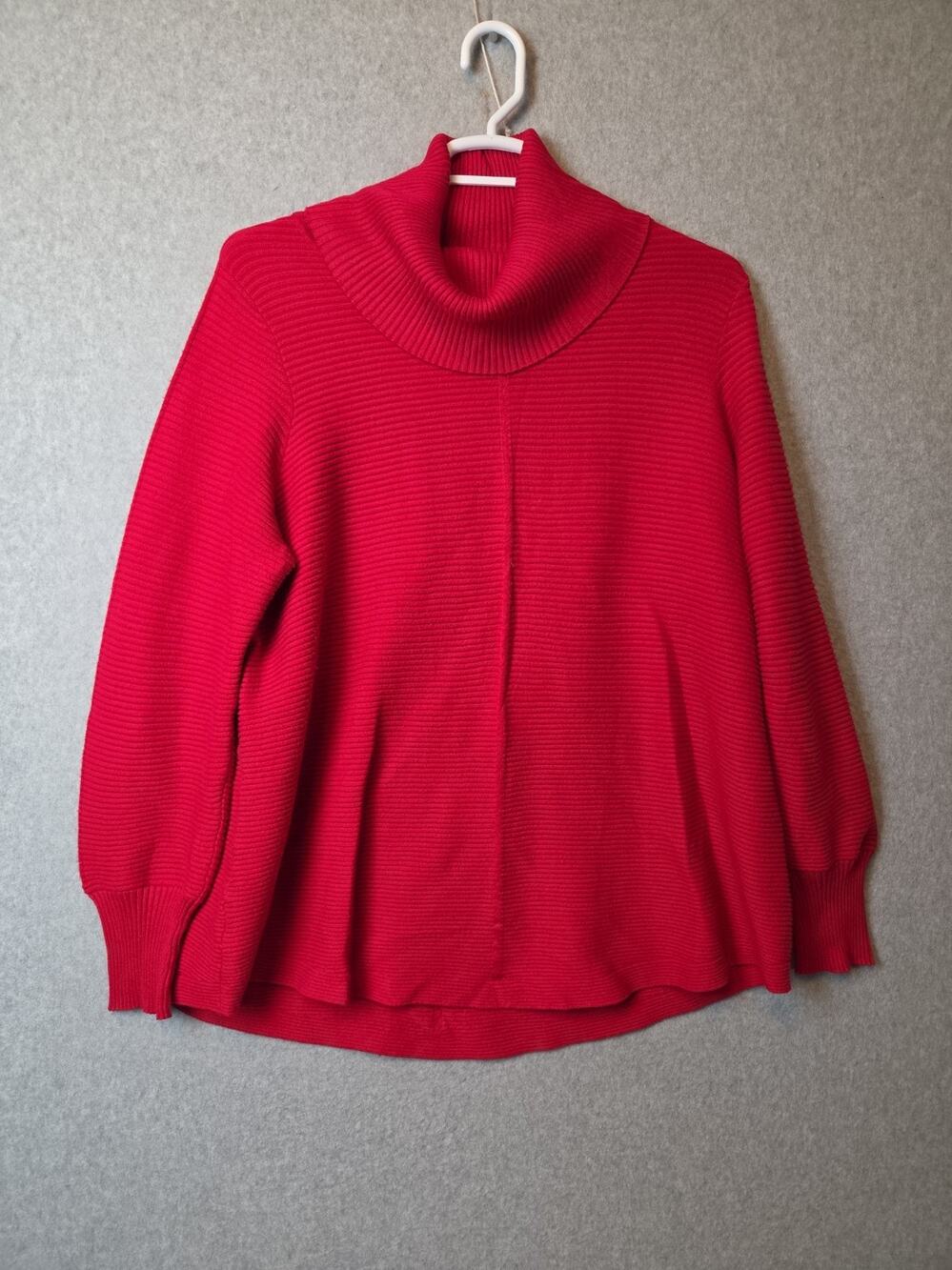 Cyrus Red Ribbed Knit LS Cowl Neck Sweater Women's Plus 2X Stretch